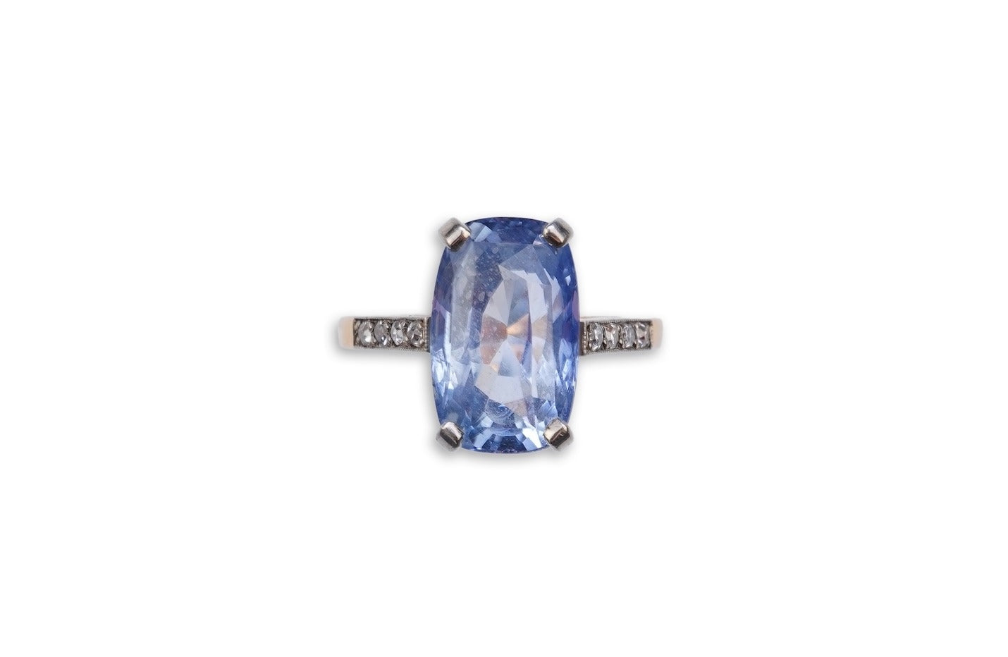 6.41ct Natural Unheated Ceylon Sapphire Early 20th Century Ring