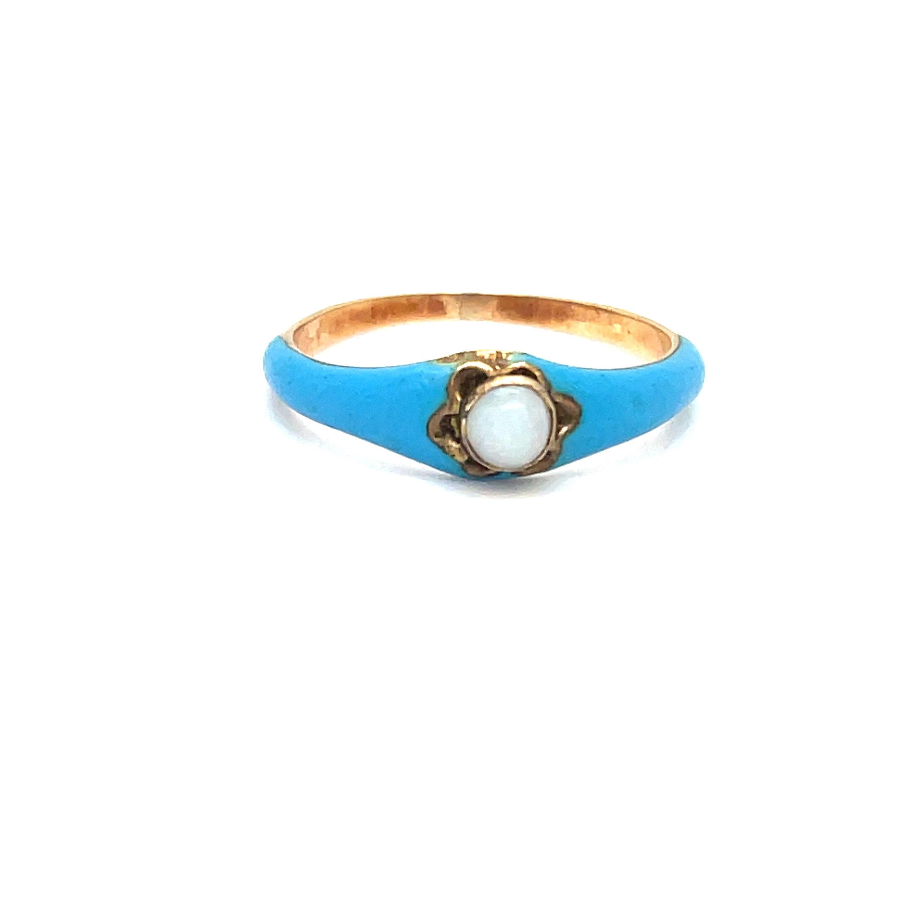 Victorian Enamel and Opal Gold Ring