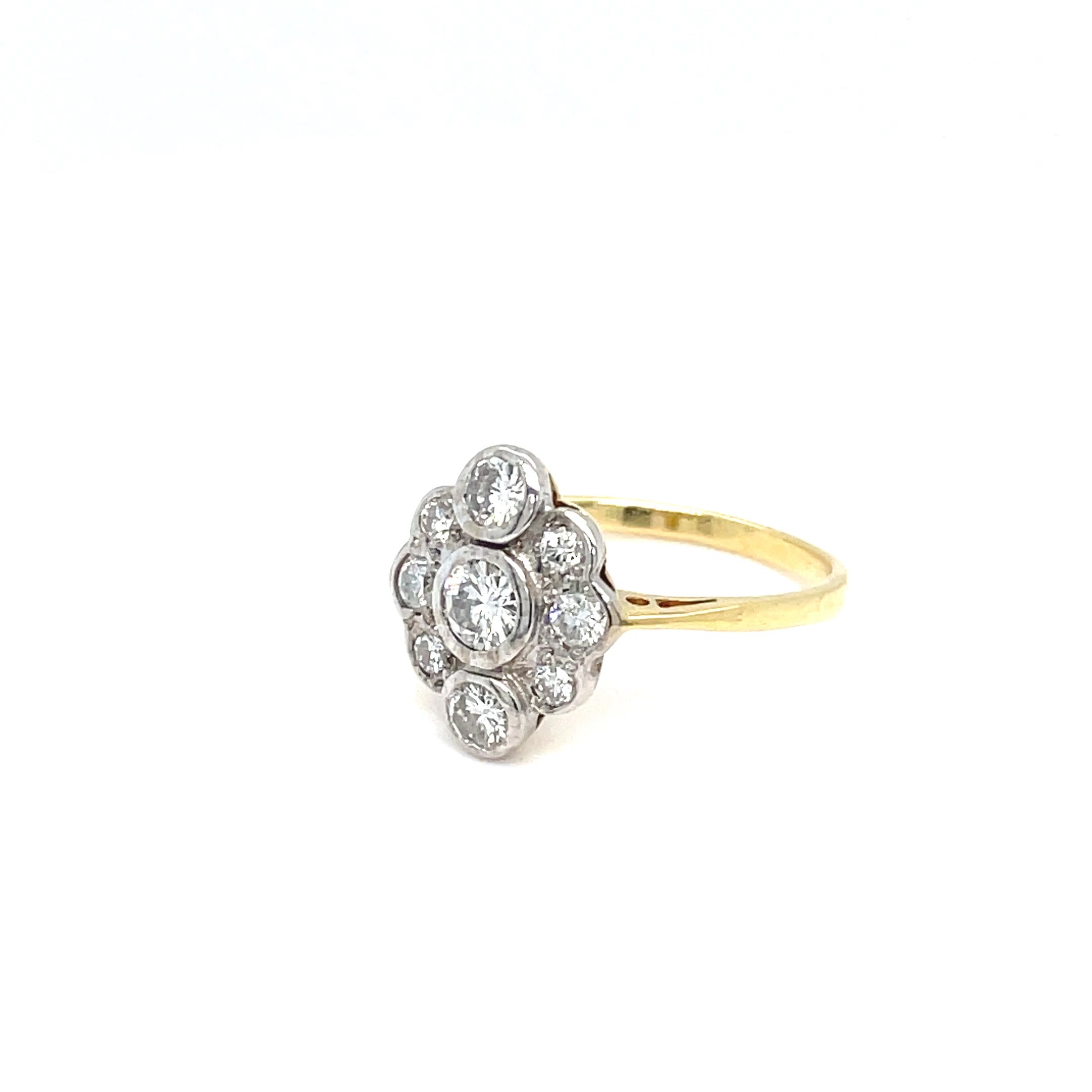 Diamond Cluster Ring 18ct Gold and Platinum Set