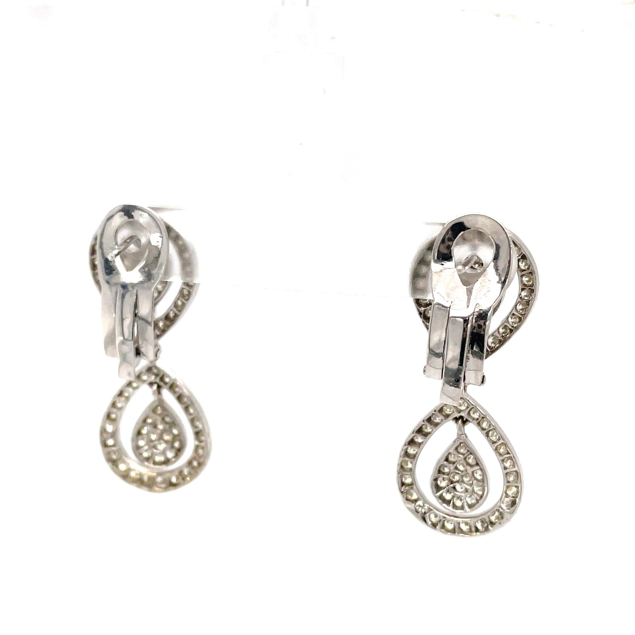 Mid Century Diamond Set Pear Shaped Earrings