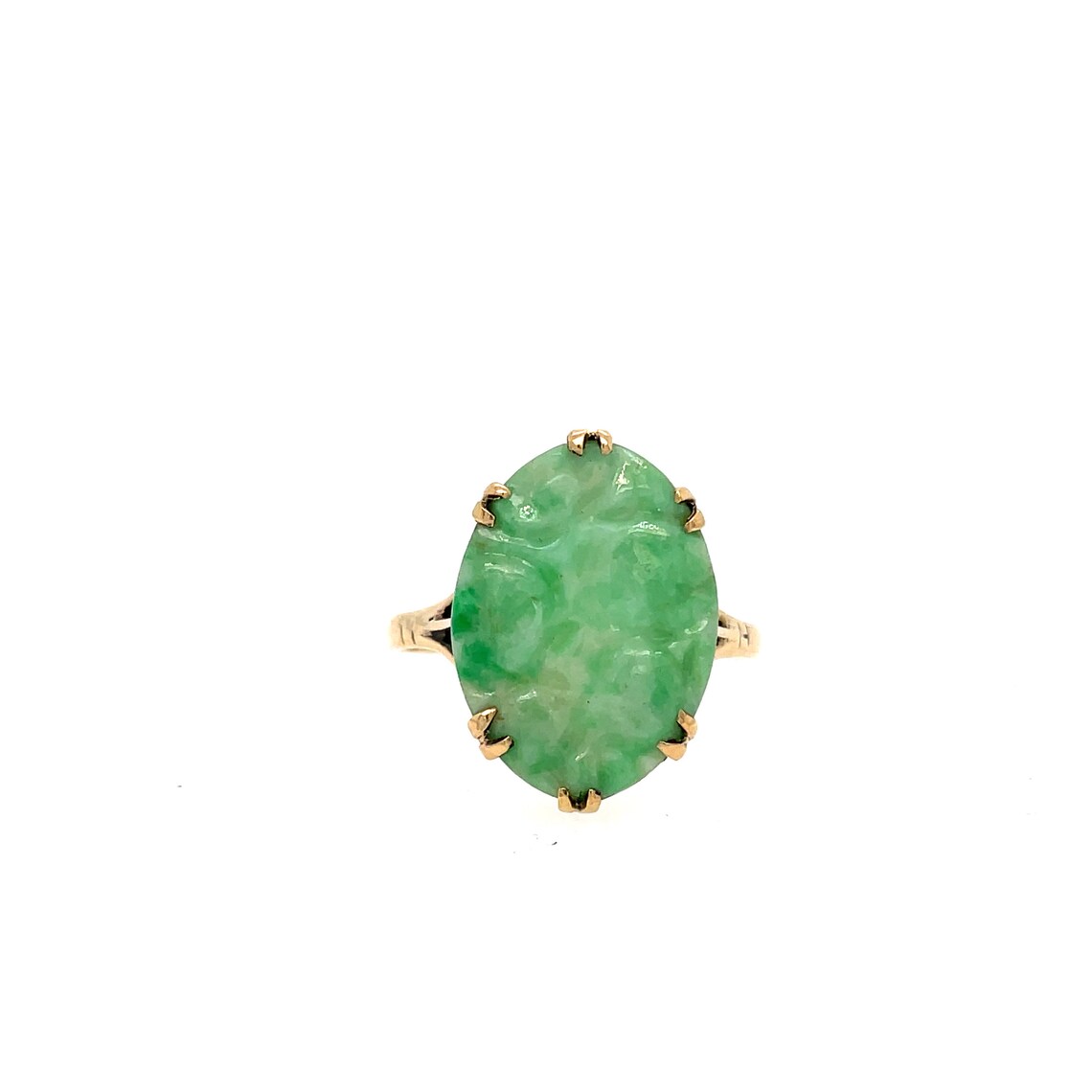 Antique Natural Jadeite Gold Ring