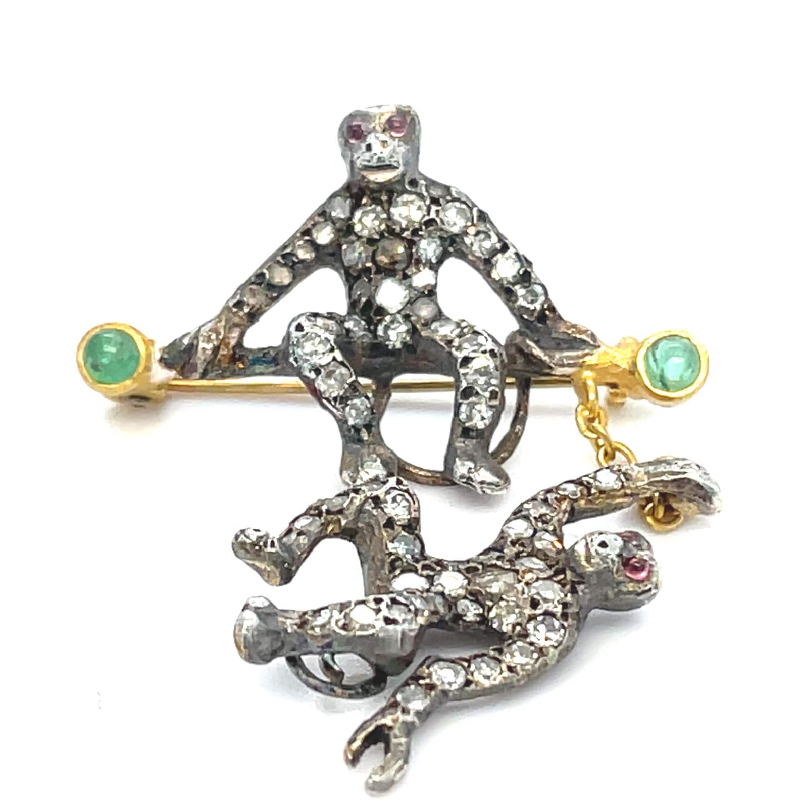 Antique Diamond set Monkey Brooch