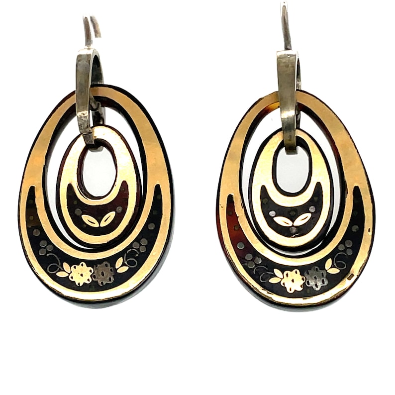 Antique Victorian Tortoiseshell Pique Earrings