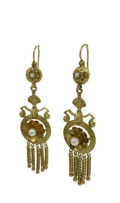 Victorian 15ct Gold Pearl Earrings