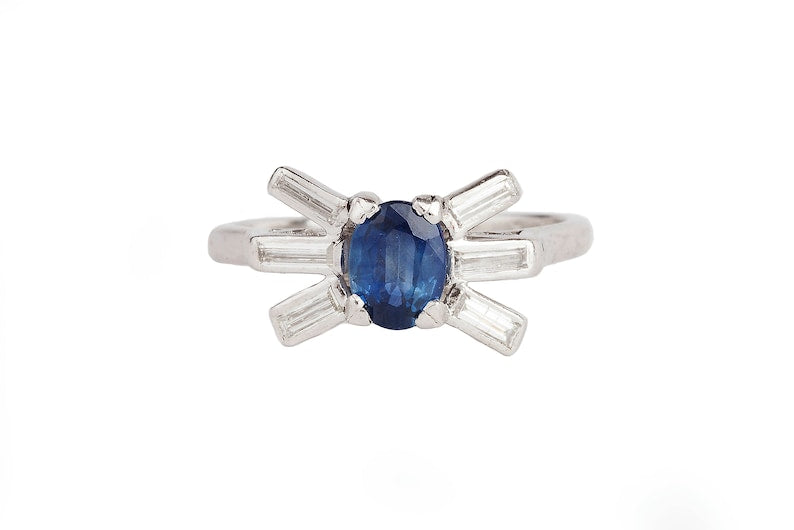 Art Deco Sapphire and Diamond Platinum Ring