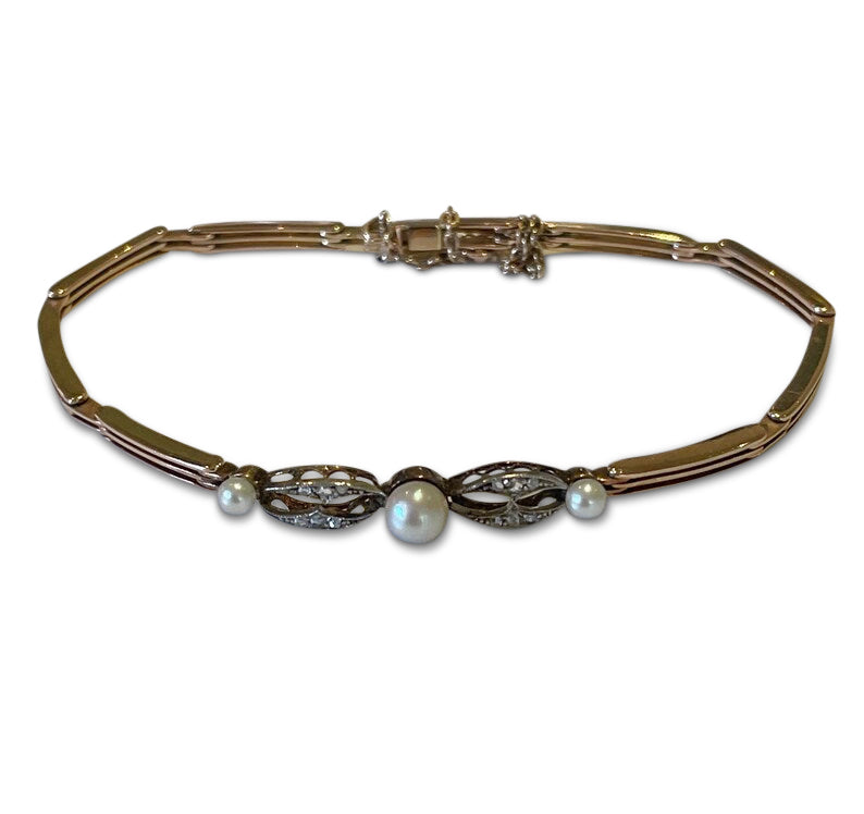 Edwardian Pearl and Diamond Bracelet