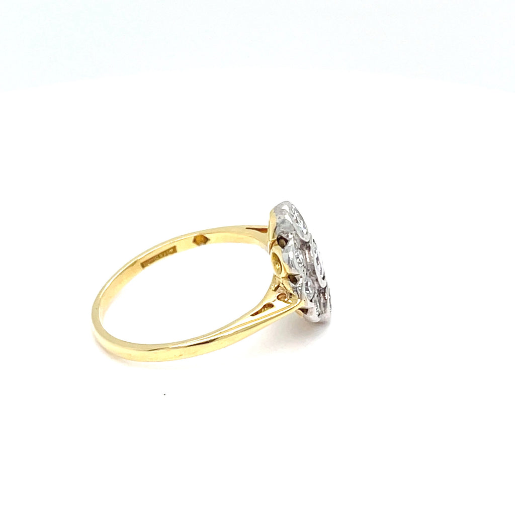 Diamond Cluster Ring 18ct Gold and Platinum Set