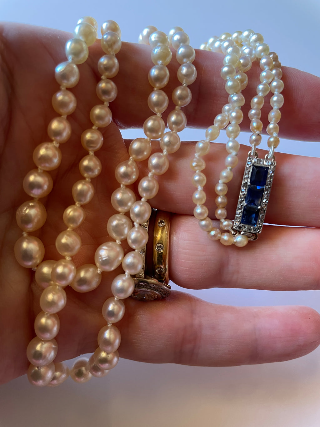 Art Deco Sapphire and Diamond Double Strand Necklace