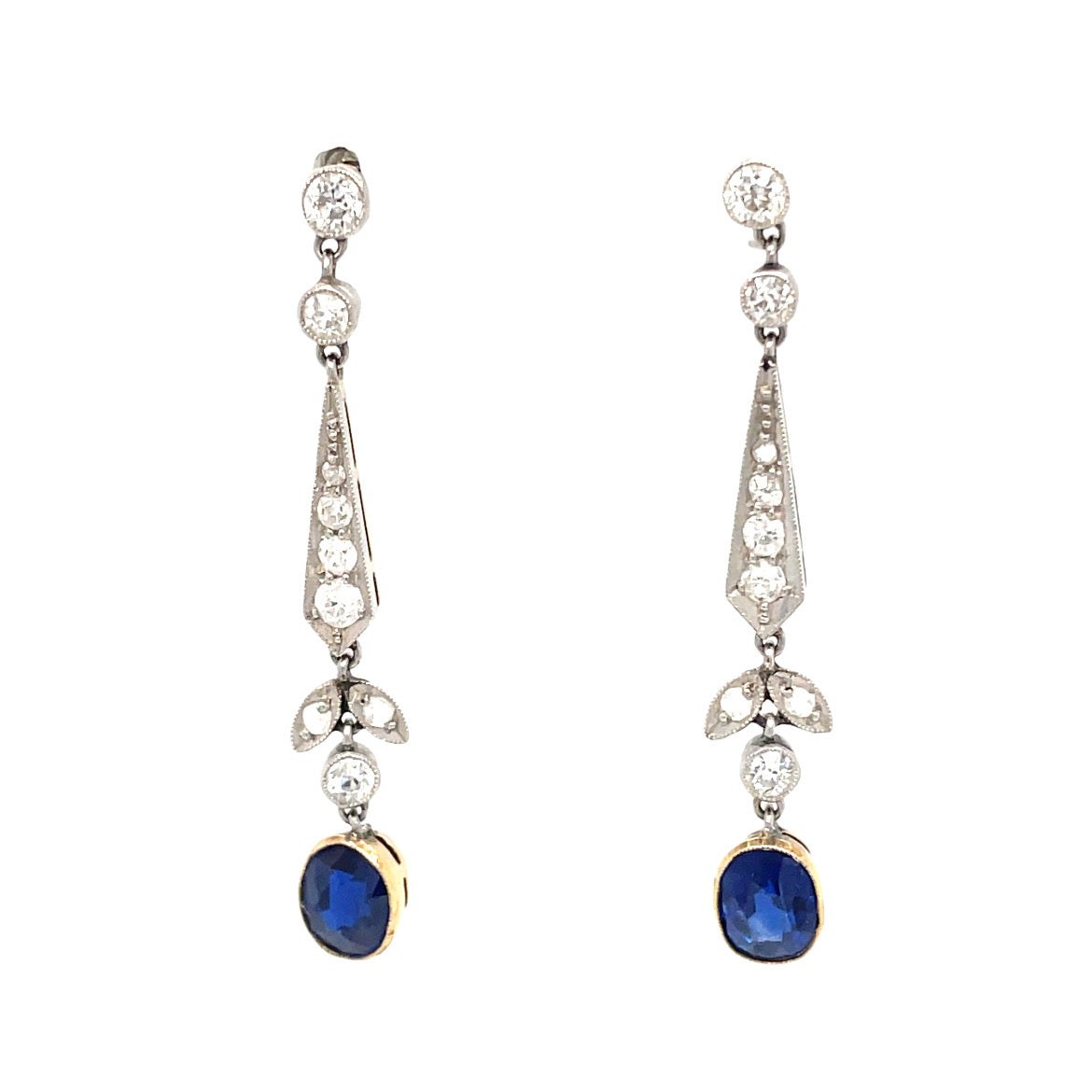 Edwardian Sapphire and Diamond Earrings