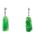 Art Deco Jadeite and Diamond Gold Earrings