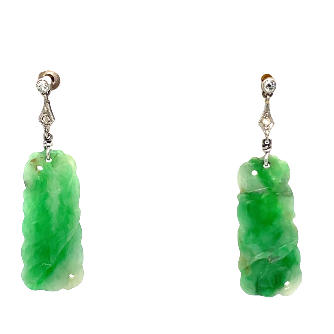 Antique Jadeite and Diamond Earrings