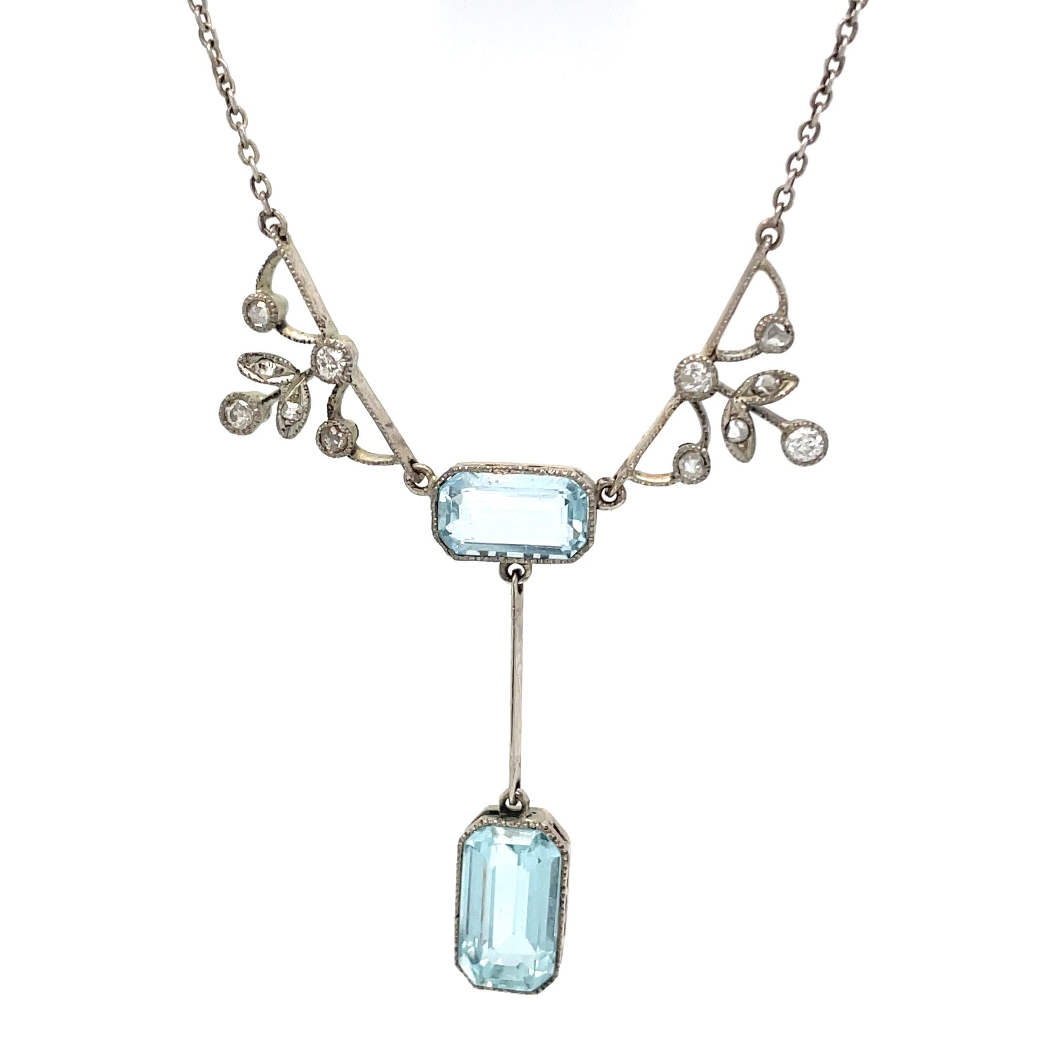 Edwardian Aquamarine and Diamond Pendant