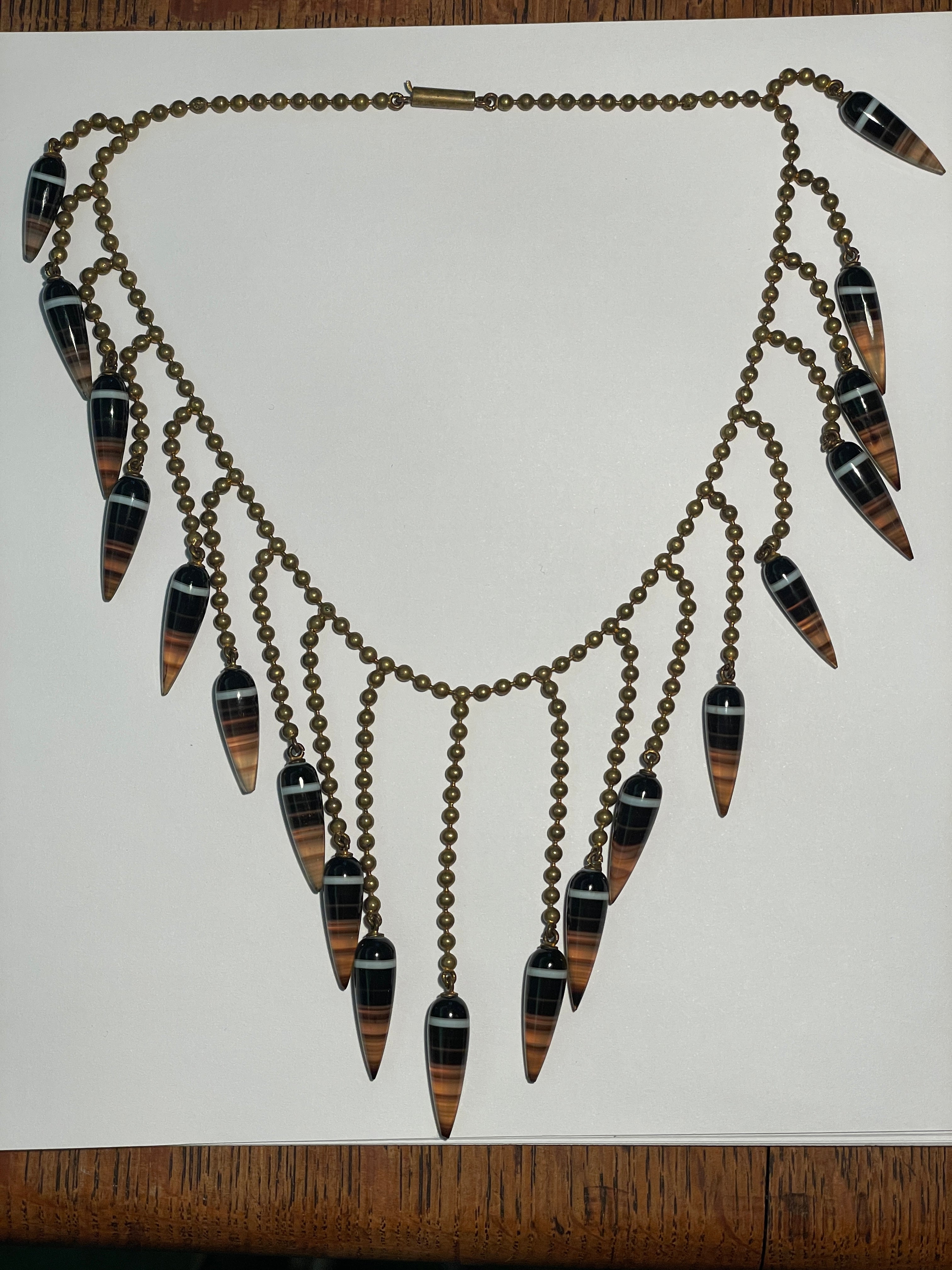 Victorian Agate Glass Rare Necklace