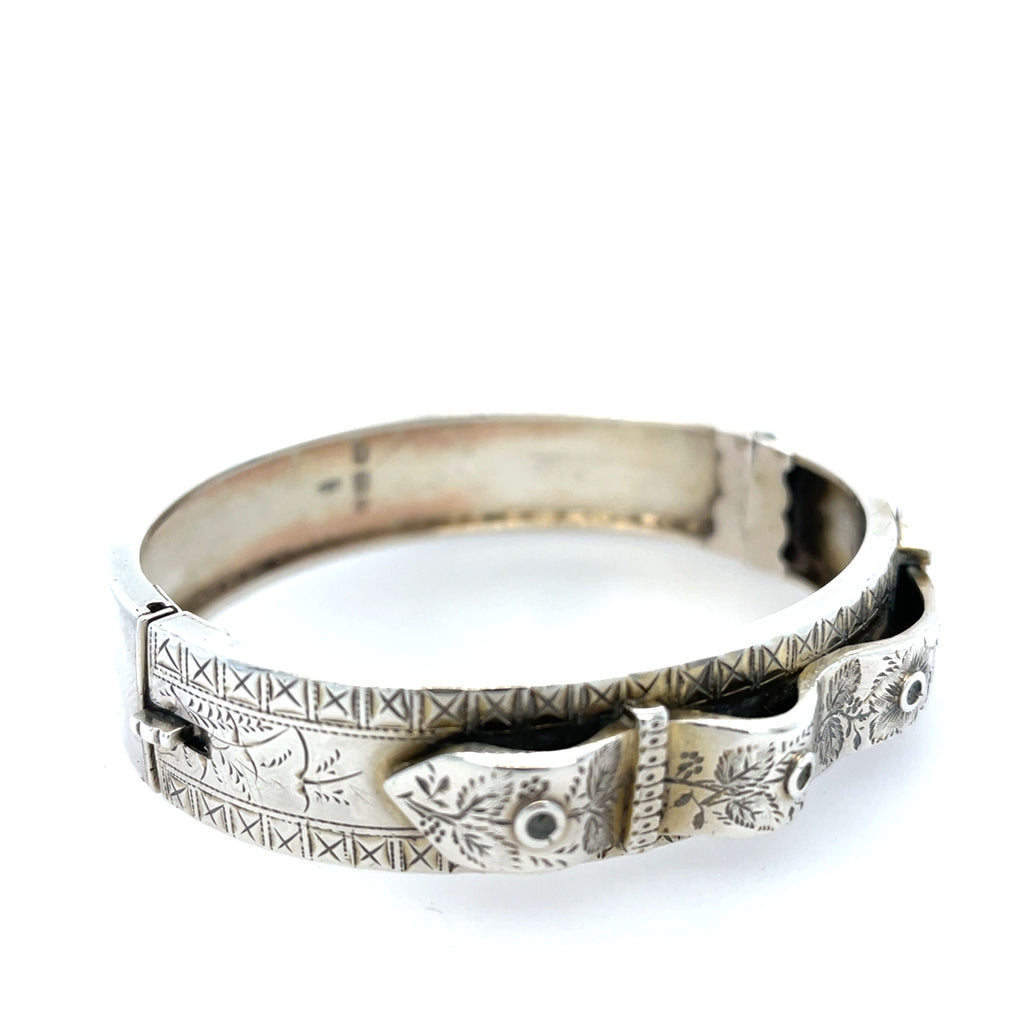 Antique Victorian Silver Belt Bangle