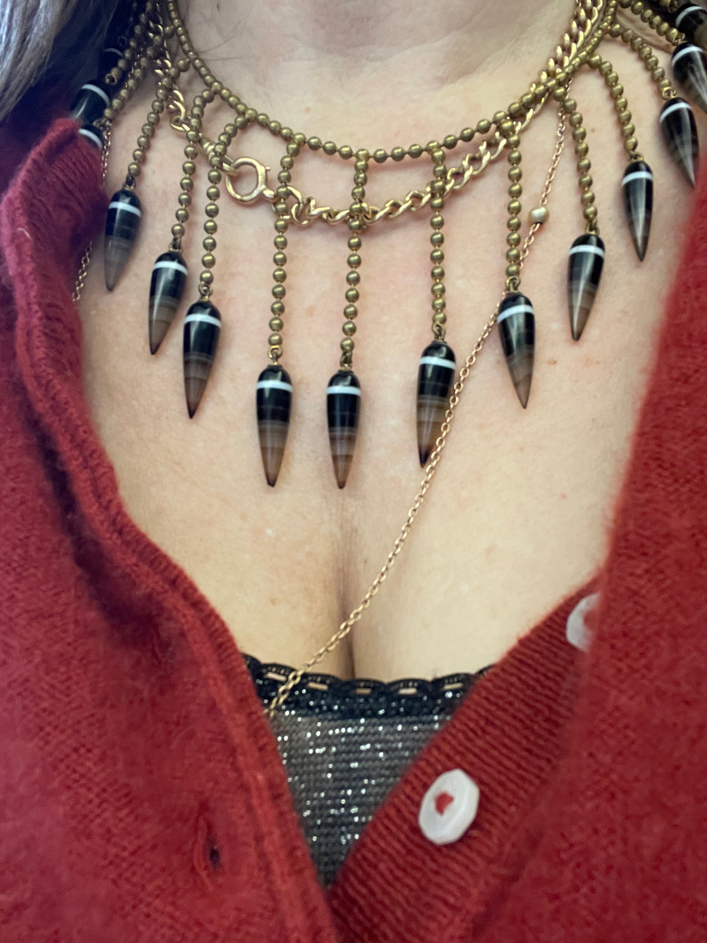 Victorian Agate Glass Rare Necklace