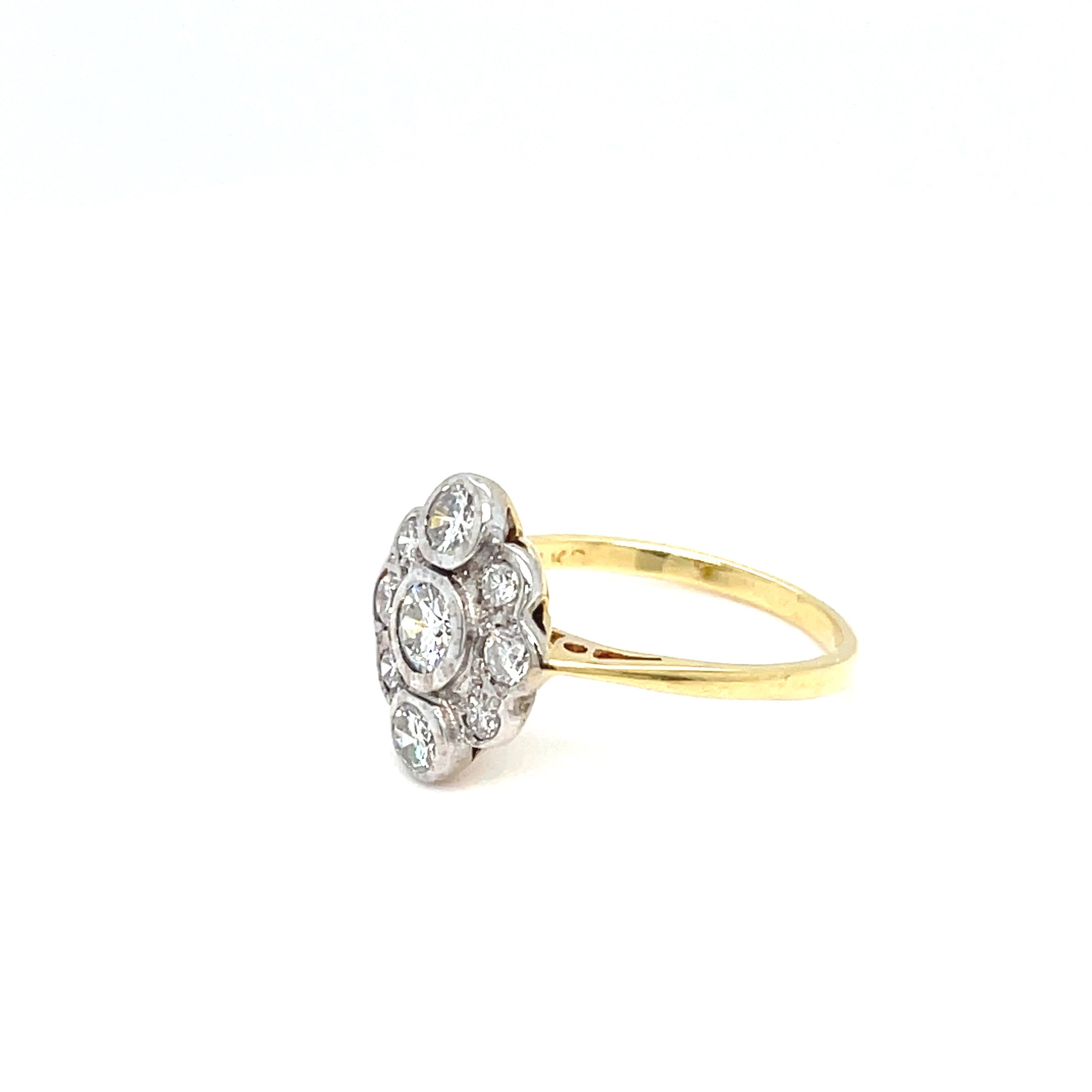 Diamond Cluster Ring 18ct Gold and Platinum Set