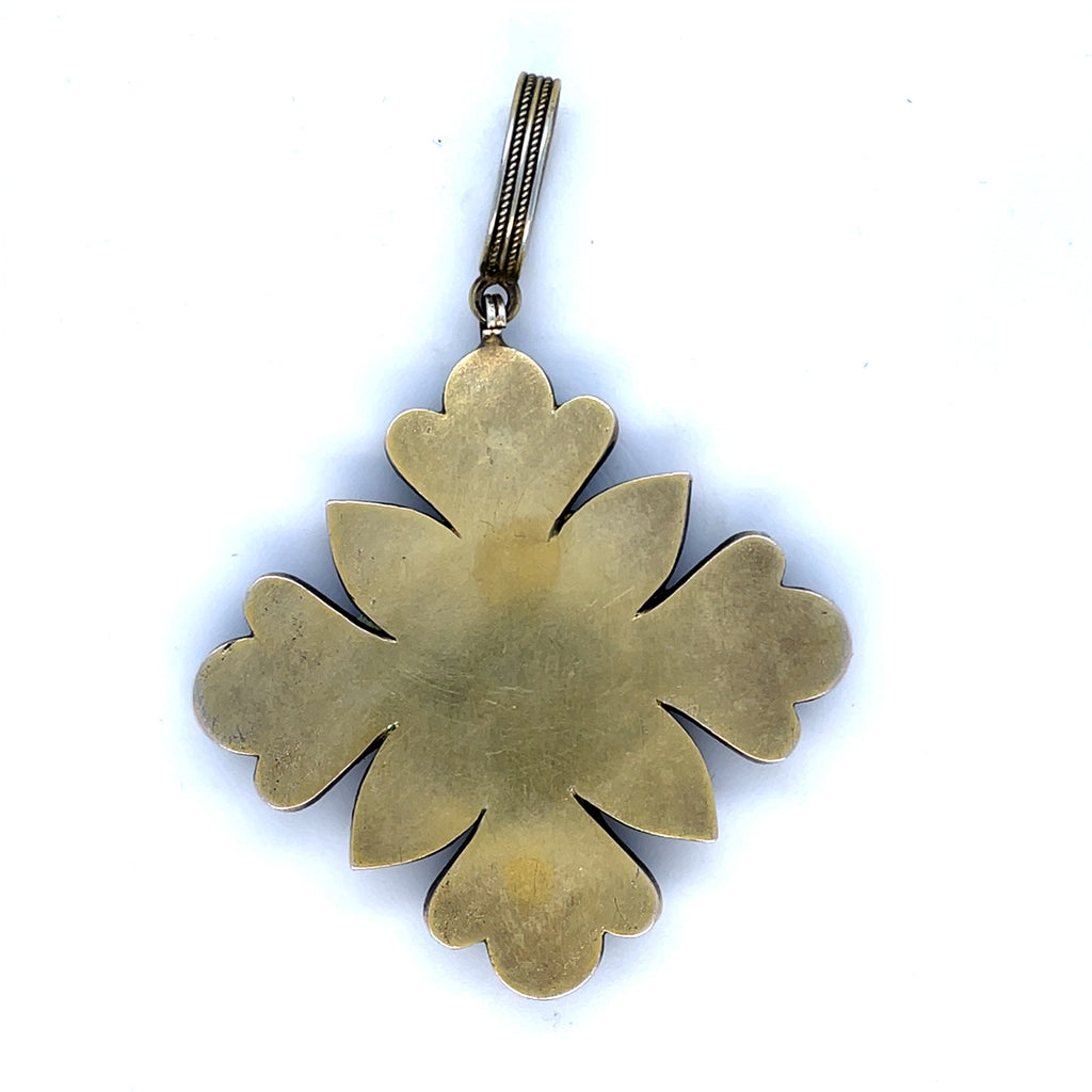 Antique Micro Etruscan Revival Micro Mosaic Dove Gold Pendant