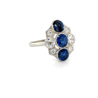 Early 20th Century Natural Unheated Sapphire and Old Cut Diamond Ring