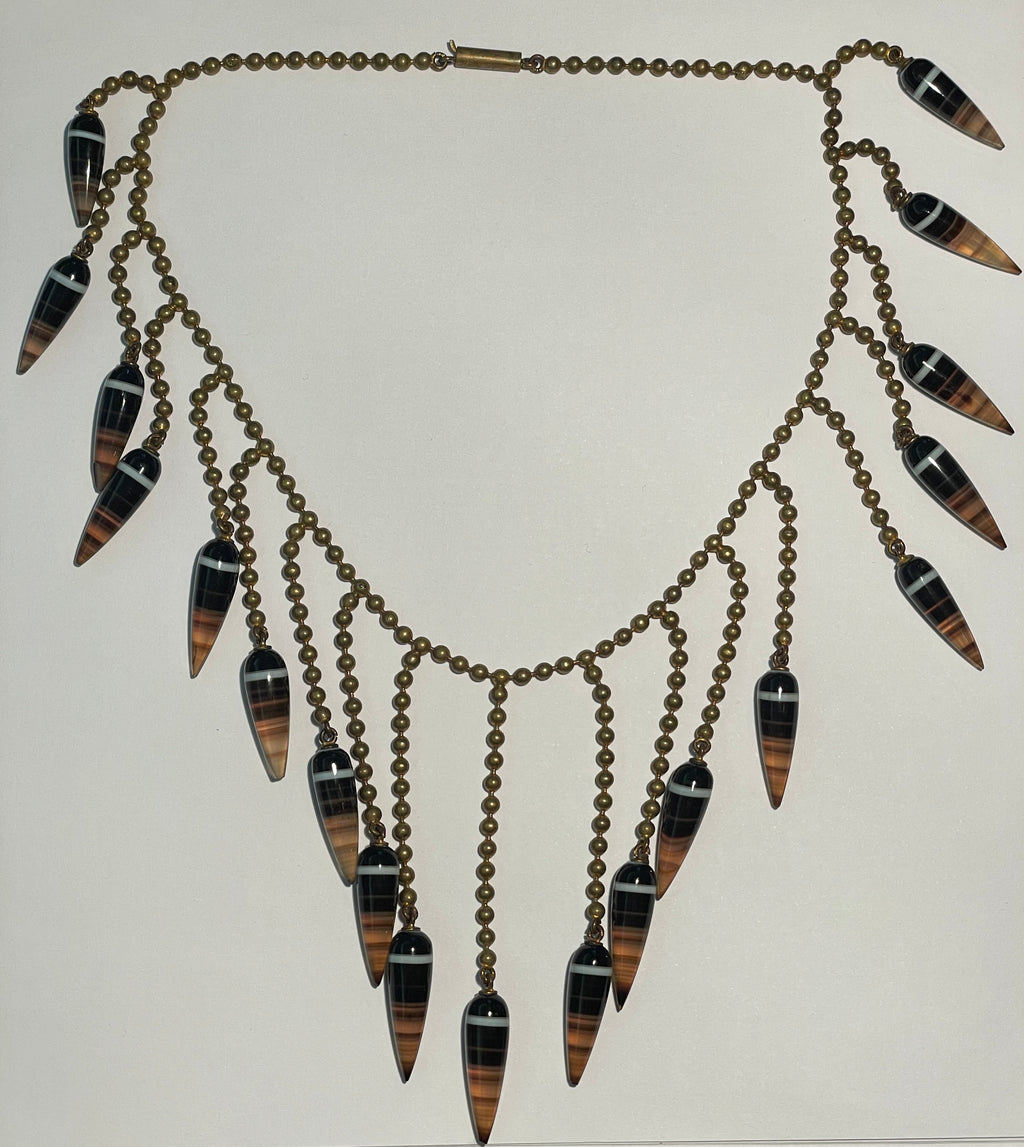 Victorian Agate Glass Rare Necklace
