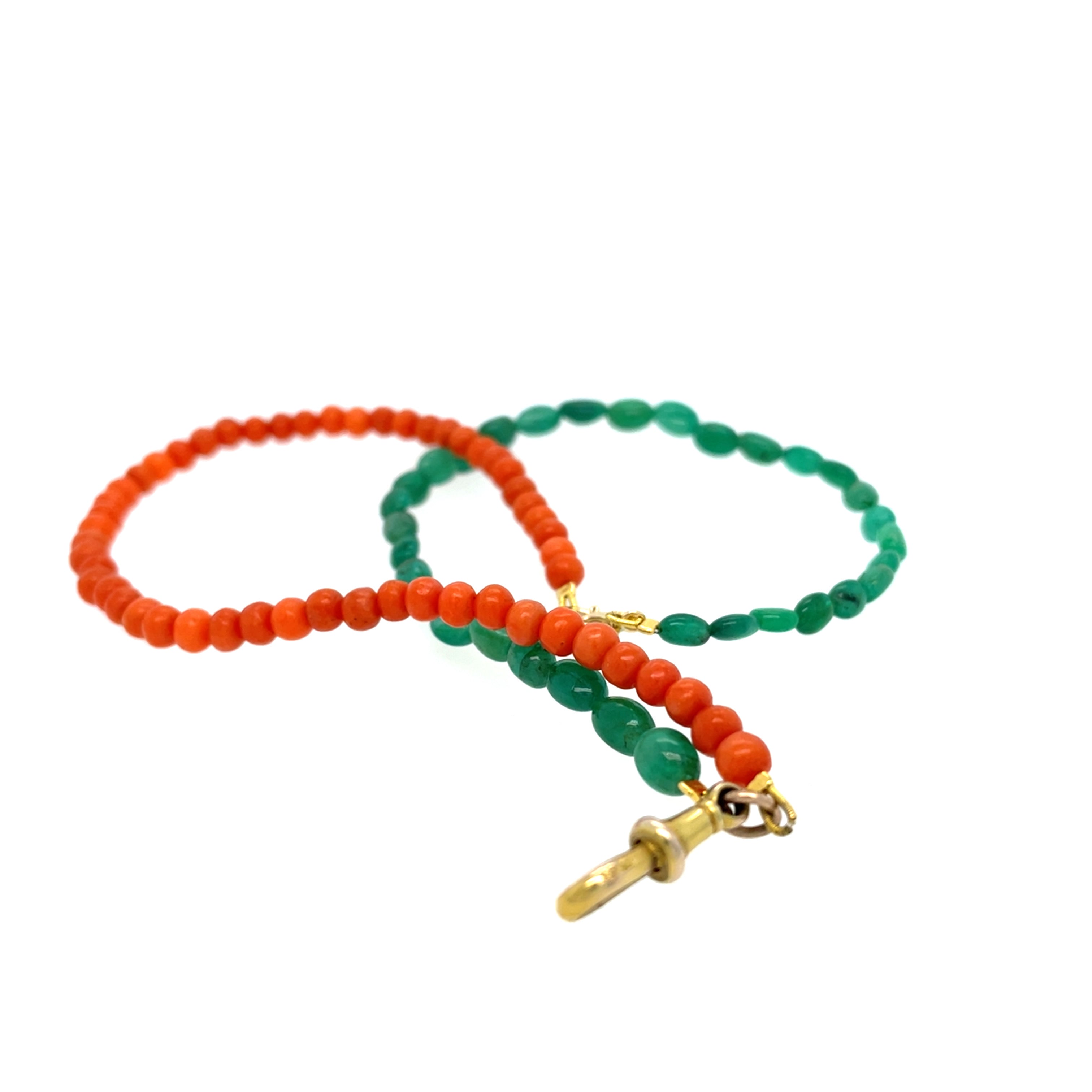 Emerald and Coral Up-Cycled Necklace