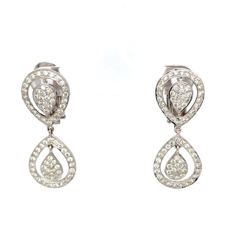 Mid Century Diamond Set Pear Shaped Earrings