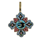 Antique Micro Etruscan Revival Micro Mosaic Dove Gold Pendant