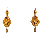 Etruscan Revival Garnet Victorian 15ct Gold Earrings
