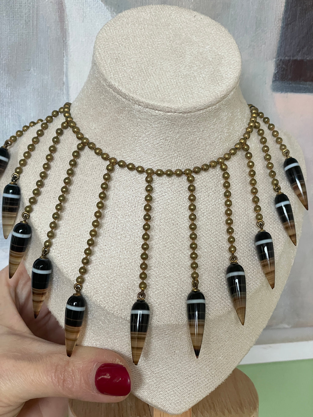 Victorian Agate Glass Rare Necklace