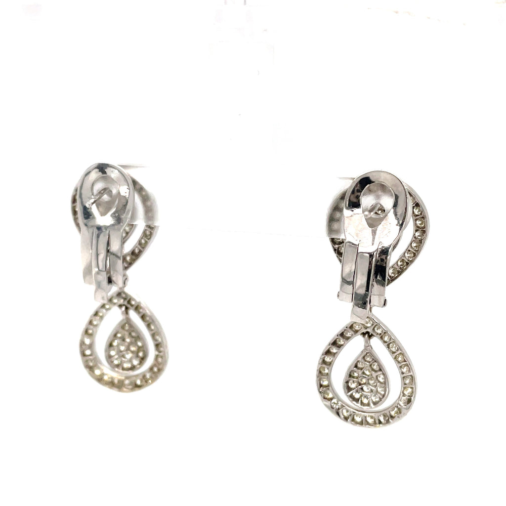 Mid Century Diamond Set Pear Shaped Earrings