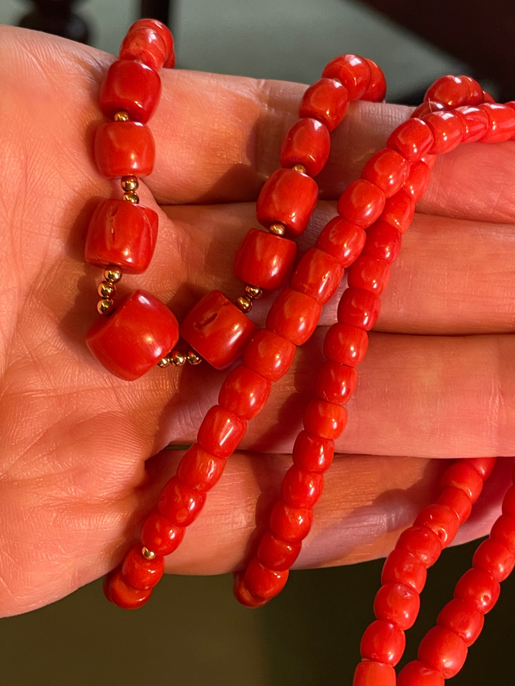 Coral and 18ct Gold Beaded Necklace