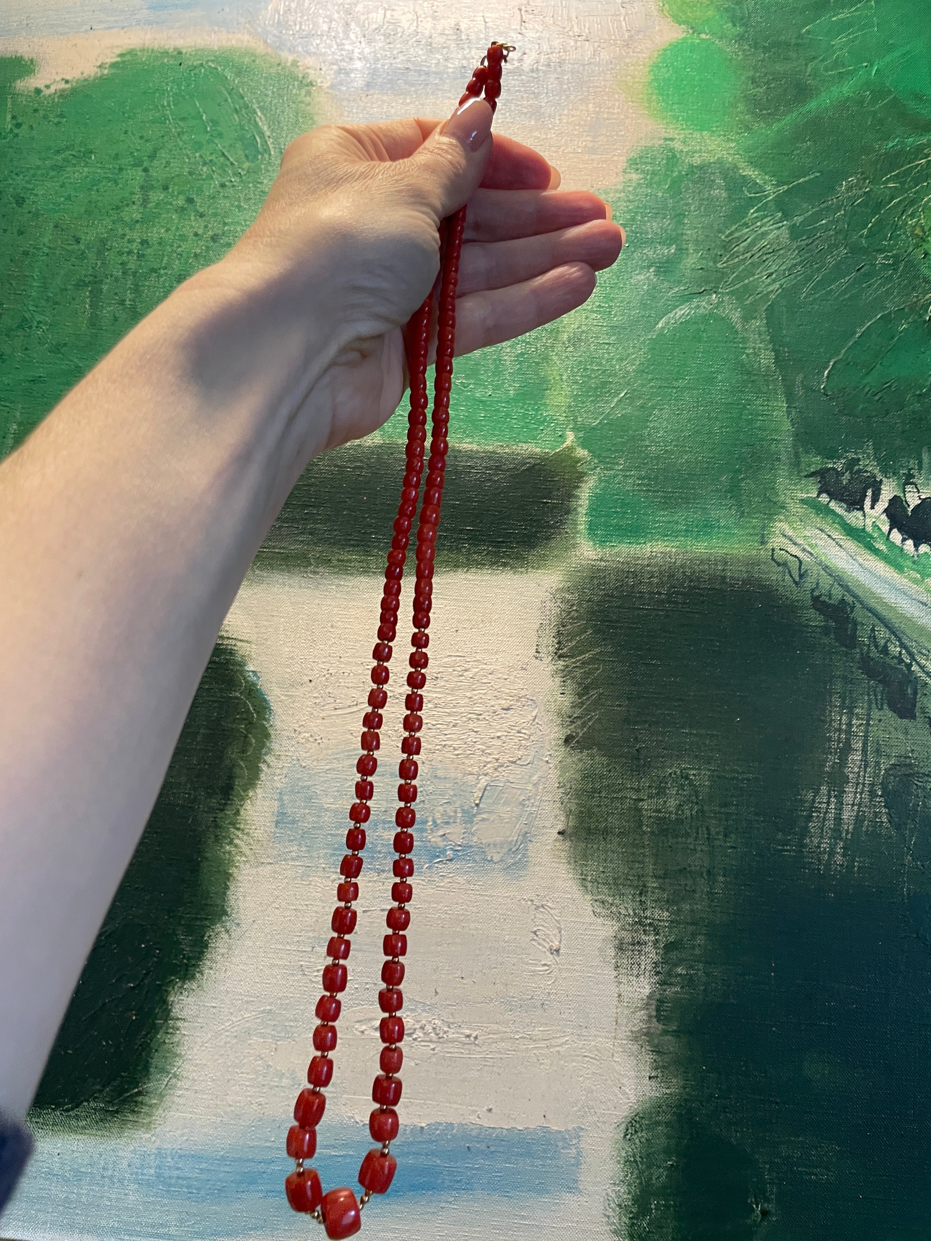 Coral and 18ct Gold Beaded Necklace