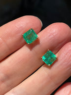 Vintage 2ct Natural Emerald Earrings