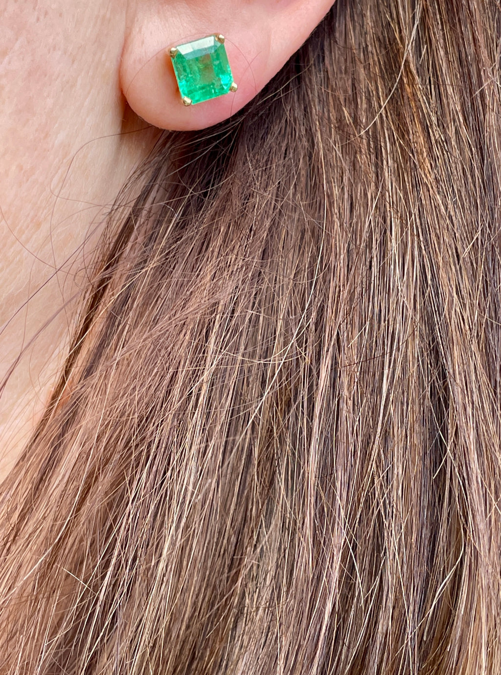 Vintage 2ct Natural Emerald Earrings