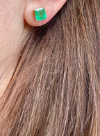 Vintage 2ct Natural Emerald Earrings