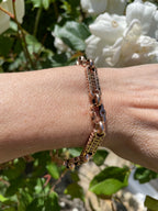 Antique Victorian Fancy Link 9k Gold Albertina Bracelet with Dog Clip