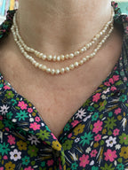 Antique Natural Saltwater Pearl and Diamond Necklace