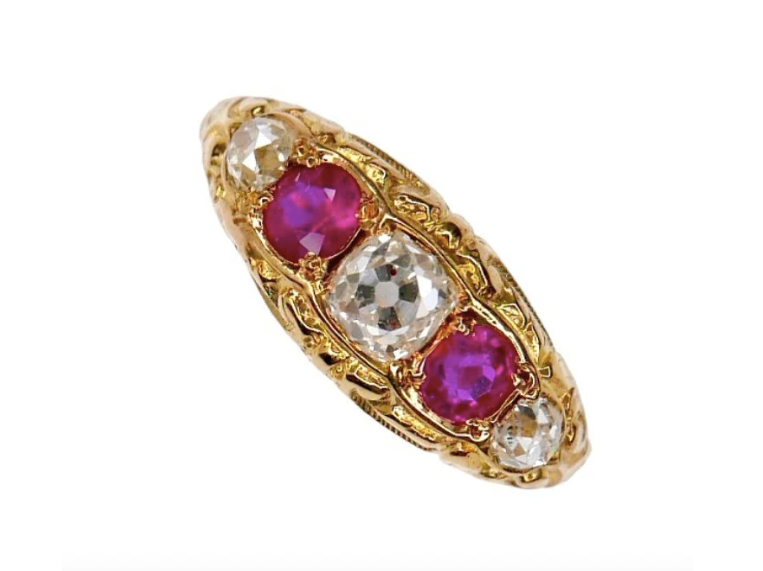 Ruby and Diamond Victorian Antique RIng