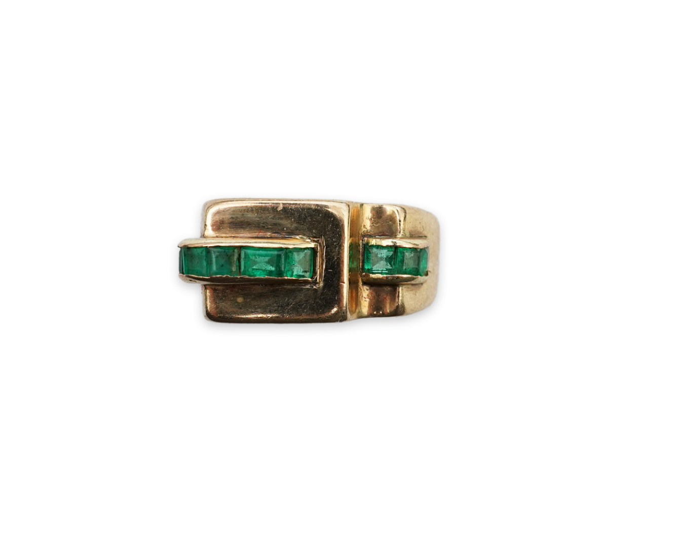 Art Deco Emerald and Gold Tank Ring