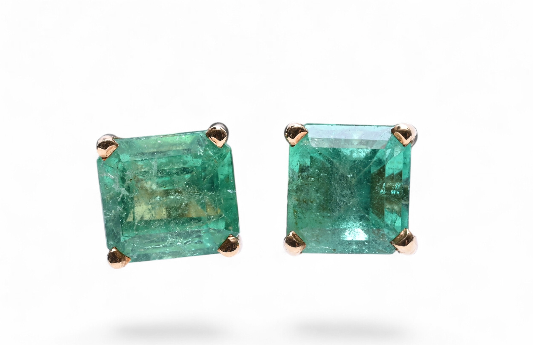 Vintage 2ct Natural Emerald Earrings
