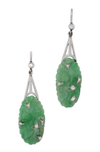 Art Deco Jadeite and Diamond Platinum Earrings