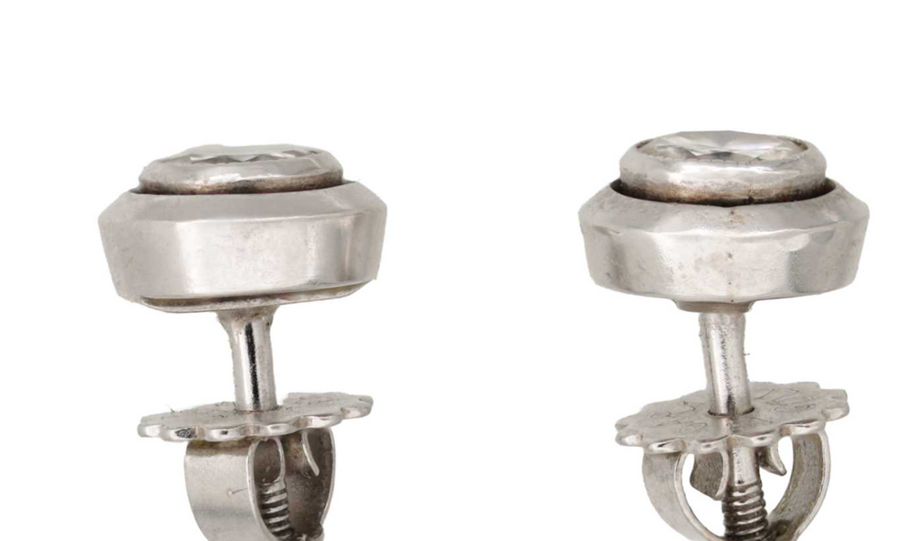Vintage Platinum and Diamond Old European Cut Ear Studs