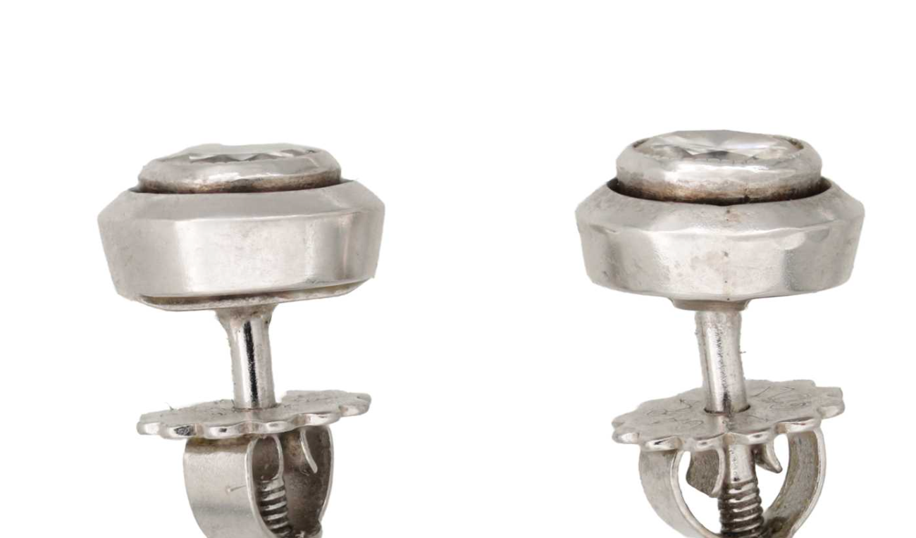 Vintage Platinum and Diamond Old European Cut Ear Studs