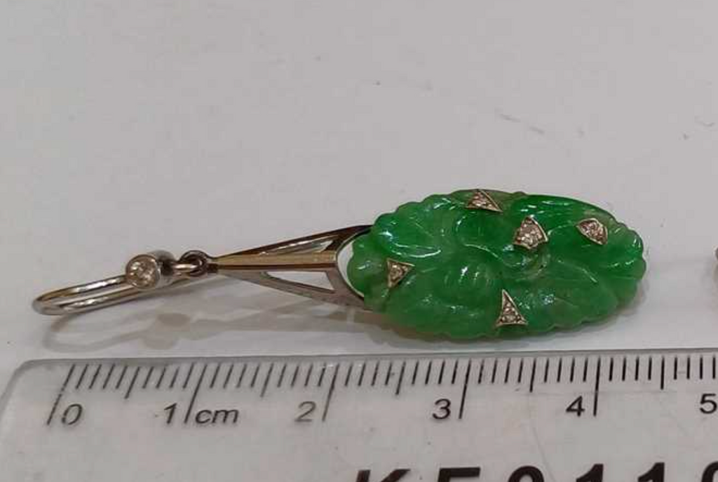 Art Deco Jadeite and Diamond Platinum Earrings