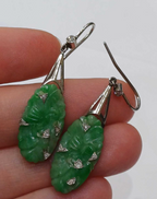 Art Deco Jadeite and Diamond Platinum Earrings