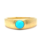 Antique Victorian Turquoise Gypsy Style 18ct Gold Ring