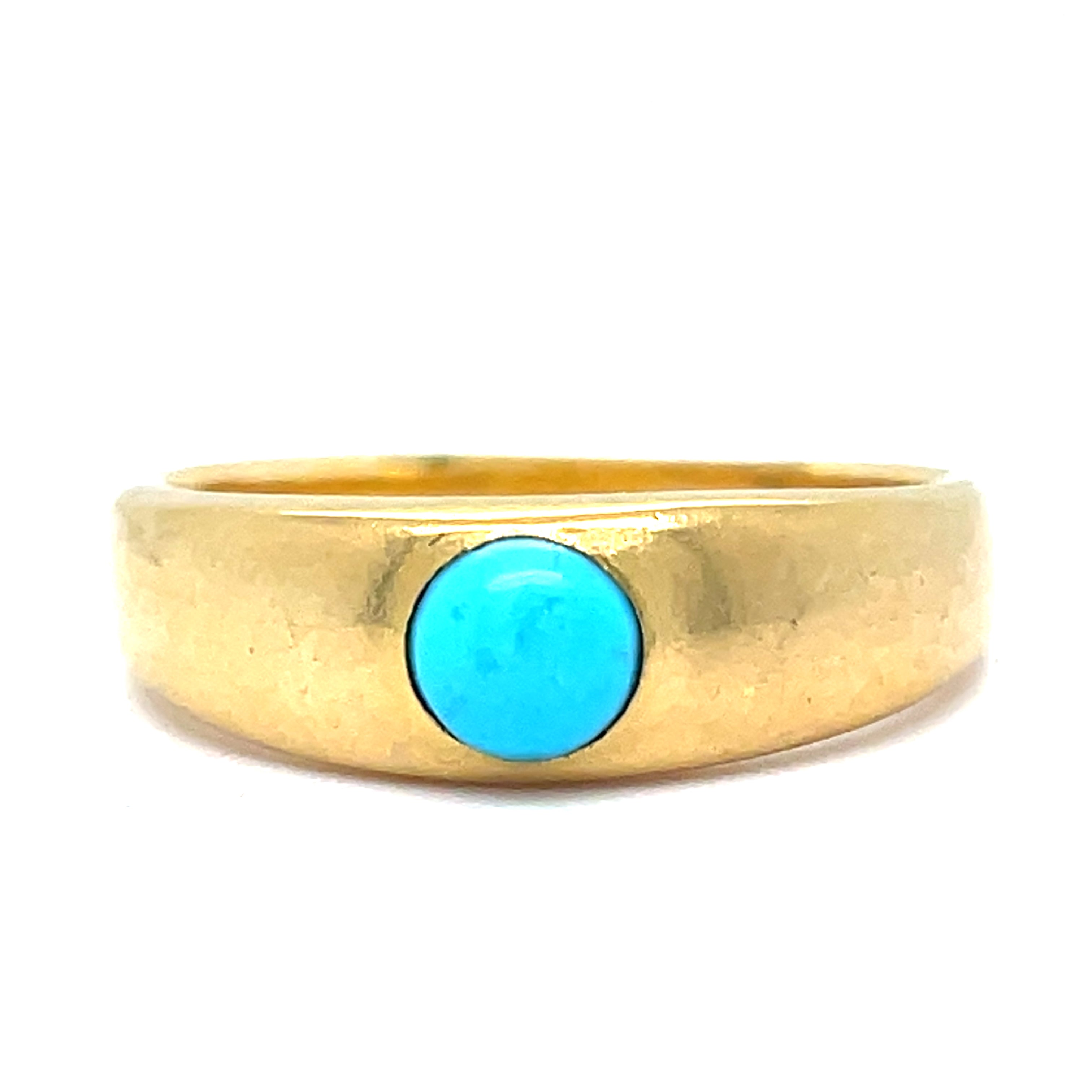 Antique Victorian Turquoise Gypsy Style 18ct Gold Ring