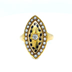 Georgian 18ct Gold Pearl and Enamel Mourning Ring