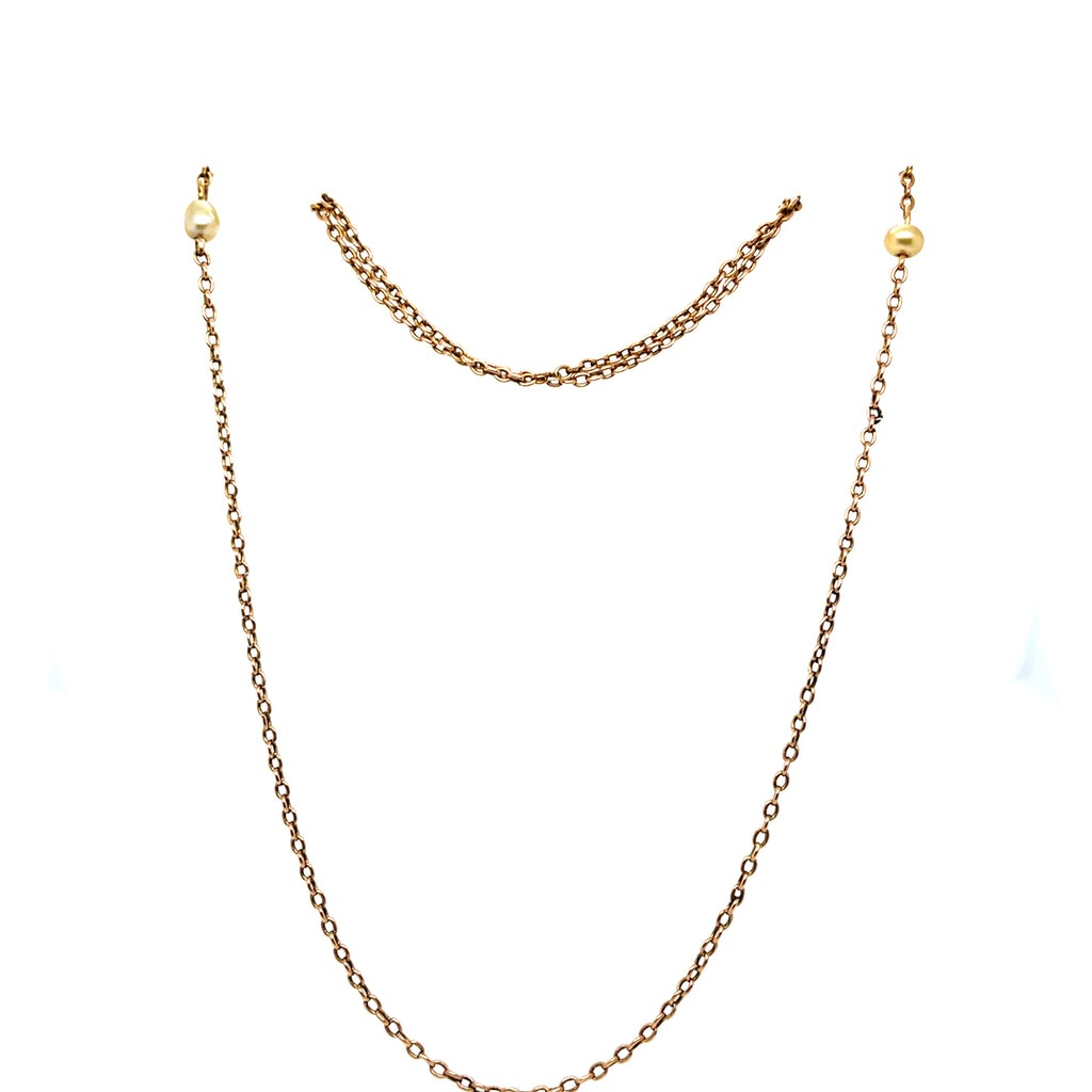 Edwardian Delicate 9ct Pearl Chain