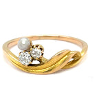 Art Nouveaux Pearl And Diamond 14k Gold Ring