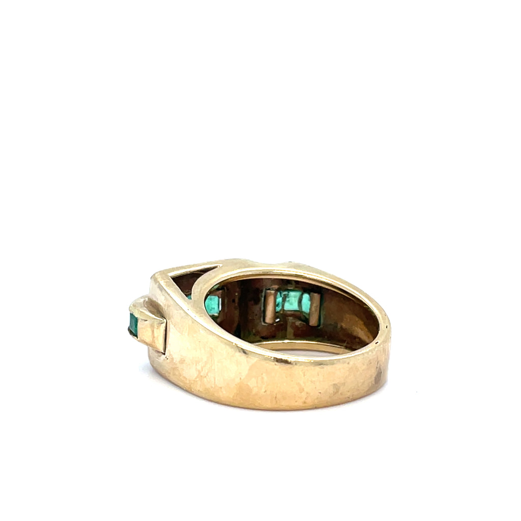 Art Deco Emerald and Gold Tank Ring
